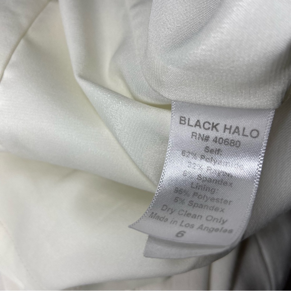 Black Halo Size 6 Keyton White Peplum Sheath Dress Career Office Cocktail Bridal - Picture 7 of 9